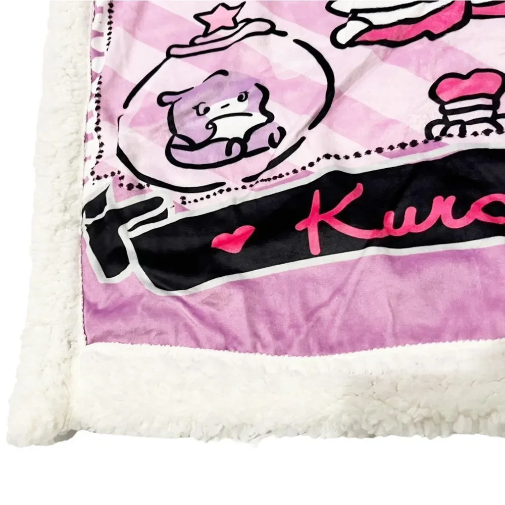 Sanrio Kuromi Pink Cream Small Sherpa, Minky Blanket Throw